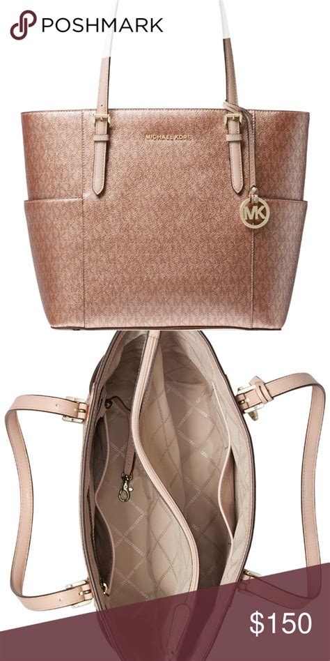 michael kors rose gold logo tote
